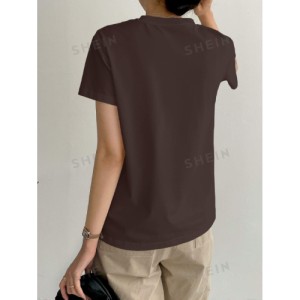 SHEIN Dazy-Less Solid Seam Detail Tee