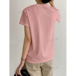 SHEIN Dazy-Less Solid Seam Detail Tee