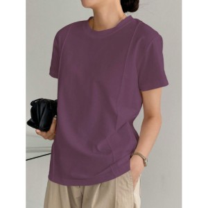 SHEIN Dazy-Less Solid Seam Detail Tee