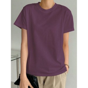 SHEIN Dazy-Less Solid Seam Detail Tee