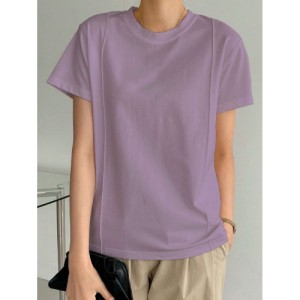 SHEIN Dazy-Less Solid Seam Detail Tee