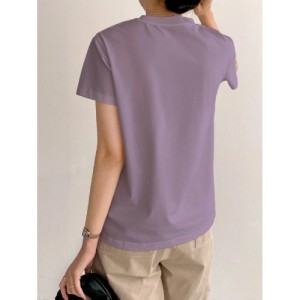 SHEIN Dazy-Less Solid Seam Detail Tee