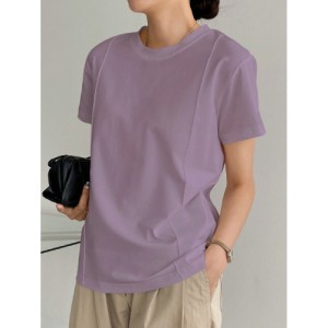 SHEIN Dazy-Less Solid Seam Detail Tee