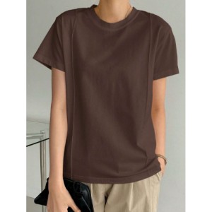 SHEIN Dazy-Less Solid Seam Detail Tee