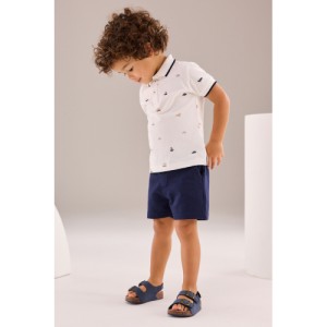 NEXT  White All Over Printed Polo Shirt And Shorts Set (3mths-7yrs)