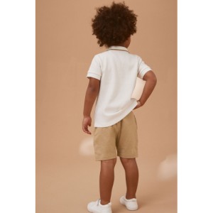 NEXT White All Over Printed Polo Shirt And Shorts Set (3mths-7yrs)