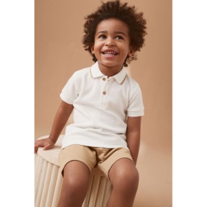 NEXT White All Over Printed Polo Shirt And Shorts Set (3mths-7yrs)