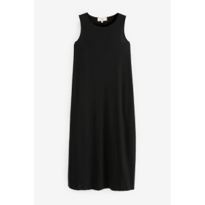 NEXT Black Sleeveless Cotton Jersey Midi Summer Dress Regular