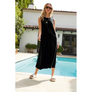 NEXT Black Sleeveless Cotton Jersey Midi Summer Dress Regular