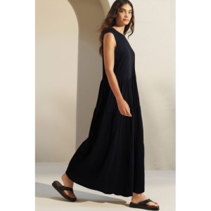 NEXT Black Sleeveless Cotton Jersey Midi Summer Dress Regular