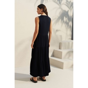 NEXT Black Sleeveless Cotton Jersey Midi Summer Dress Regular