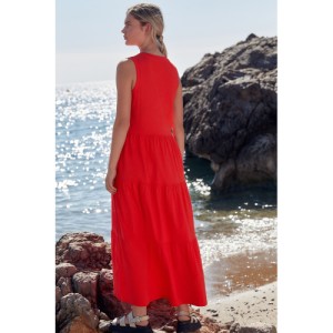 NEXT Sleeveless Crew Neck Tiered Summer Maxi Dress Petite