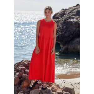 NEXT Petite Sleeveless Crew Neck Tiered Summer Maxi Dress