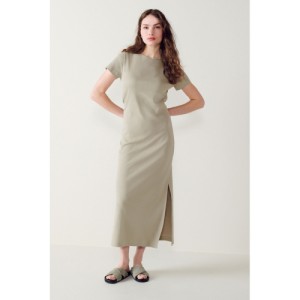 NEXT Ribbed T-Shirt Style Maxi Column Dress With Slit Detail