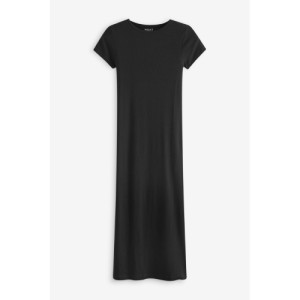 NEXT Ribbed T-Shirt Style Maxi Column Dress With Slit Detail Regular