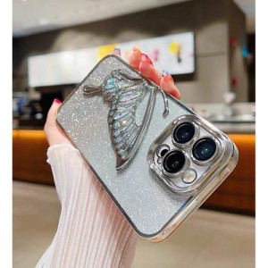 1pc Plating Gradient Glitter Beads & Wing Design Camera Lens Film Case Compatible With iPhone, Shockproof Protective Cover