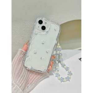 New Creamy Wave Pattern Printed Protective Case Cover With Chain Accessory Compatible With iPhone & Huawei Compatible With iPhone 15/15Pro/15Plus/15Promax