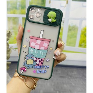 Slide Camera Cover Cartoon Dinosaur Anti-fall Phone Case