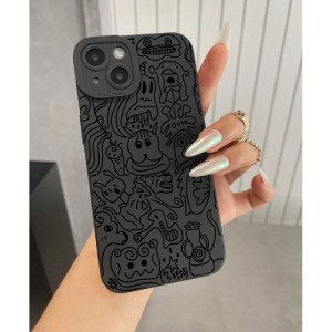 1pc Cartoon Graffiti Printed Eye-style Soft Silicone Phone Case, Full Protective Cover Compatible With Iphone 6/6s/6 Plus/7/8/se/7 Plus/8 Plus/x/xs Xr/xs Max/11/12/13/14/12 Mini/13 Mini/11pro/12pro/13pro/14pro/11pro Max/12pro Max/13pro Max/14pro Max/14plu