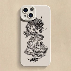 New Arrival Protective Phone Case With Straight Edge-cut Camera Hole, Anti-drop And Thickened, Printed With Chinese Dragon Pattern, Compatible With Iphone, Huawei, Samsung, Xiaomi