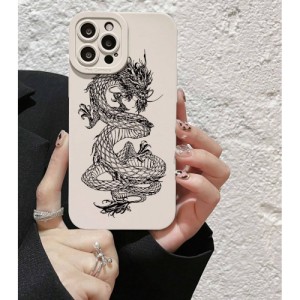 New Arrival Protective Phone Case With Straight Edge-cut Camera Hole, Anti-drop And Thickened, Printed With Chinese Dragon Pattern, Compatible With Iphone, Huawei, Samsung, Xiaomi