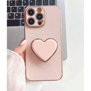 Electroplated Love Heart Stand & Electroplated Phone Case Suitable For Iphone Electroplated Protective Cover