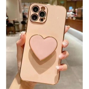 Electroplated Love Heart Stand & Electroplated Phone Case Suitable For Iphone Electroplated Protective Cover