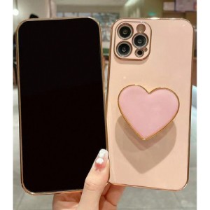 Electroplated Love Heart Stand & Electroplated Phone Case Suitable For Iphone Electroplated Protective Cover