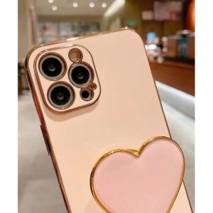 Electroplated Love Heart Stand & Electroplated Phone Case Suitable For Iphone Electroplated Protective Cover