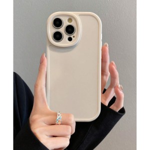 1pc Simple Solid Color Skin-Friendly Protective Design Camera Covered Ivory White Phone Case For Iphone 11, Iphone 13, Iphone 14, Iphone 15 And Other Iphone Models