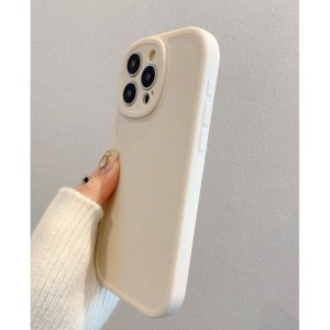 1pc Simple Solid Color Skin-Friendly Protective Design Camera Covered Ivory White Phone Case For Iphone 11, Iphone 13, Iphone 14, Iphone 15 And Other Iphone Models