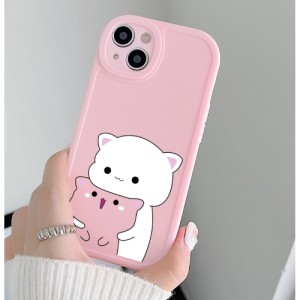 Cartoon Cat Camera Protector Full Coverage Matte Skin Feeling Phone Case In Color For Iphones