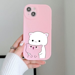 Cartoon Cat Camera Protector Full Coverage Matte Skin Feeling Phone Case In Color For Iphones