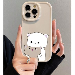 Cartoon Cat Camera Protector Full Coverage Matte Skin Feeling Phone Case In Color For Iphones