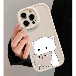 Cartoon Cat Camera Protector Full Coverage Matte Skin Feeling Phone Case In Color For Iphones