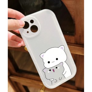 Cartoon Cat Camera Protector Full Coverage Matte Skin Feeling Phone Case In Color For Iphones