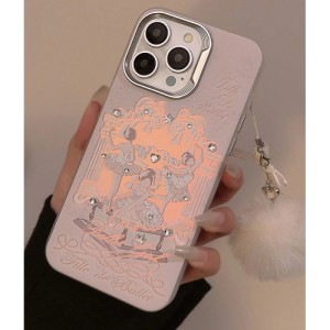 Gucadi Colorful & White Ballet Dancing Girl Design Hard Case With Electroplated Lens Frame, Trendy Laser Anti-Drop Cover For Apple/Huawei Phones