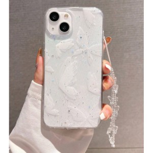 Beige Straight Edge Shockproof Protective Phone Case With Printed Five-petal Flowers And A Rope For Iphones, Samsung