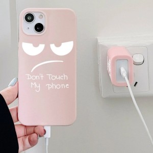 2pcs Slogan Graphic Phone Case & Charger Head Cover Set