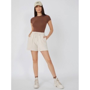 SHEIN BASICS Solid Slim Tee Bodysuit Cap Sleeve