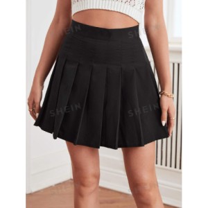 SHEIN Qutie Zip Back Pleated Skirt