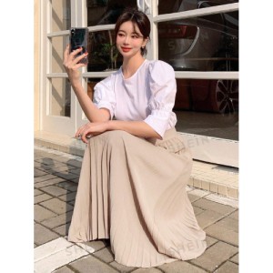 SHEIN DAZY Solid Color Pleated Skirt