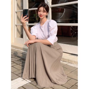 SHEIN DAZY Solid Color Pleated Skirt