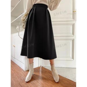 SHEIN DAZY Solid Color Pleated Skirt