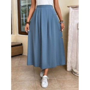 SHEIN DAZY Solid Color Pleated Skirt