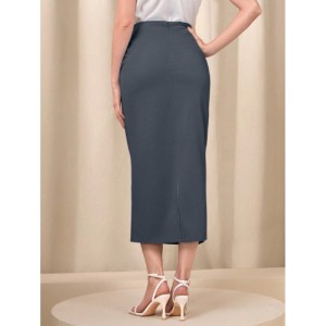 SHEIN Modely Twist Front Wrap Hem Solid Skirt