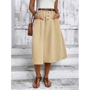 Women's Belted Skirt With Two Pockets