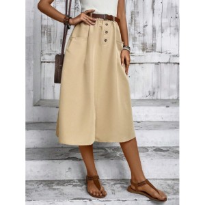 Women's Belted Skirt With Two Pockets