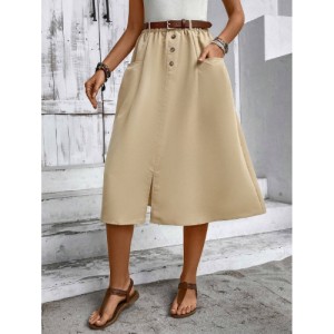 Women's Belted Skirt With Two Pockets