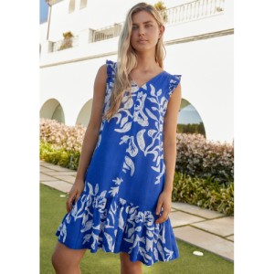 NEXT Linen V-Neck Blend Summer Sleeveless Shift Dress